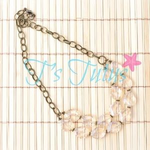 Double Strand Champagne Faceted Crystal Beaded Necklace